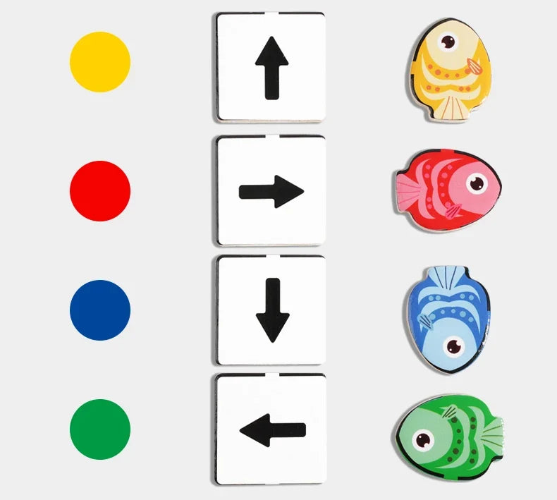 Children's Wooden Montessori Toys Kids Logical Thinking Training Direction Color Cognition Educational Battle Battle Board Game