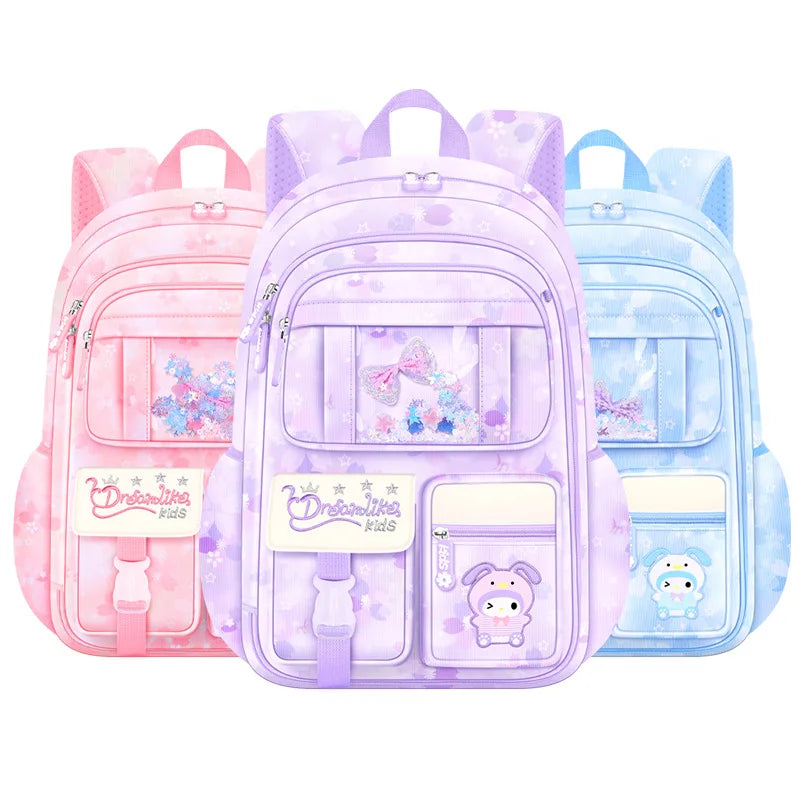 Melody Kuromi Sanrios Backpack Student Bag Girl Cartoon Kawaii Anime Breathable Super Light Large Capacity Child School Bag