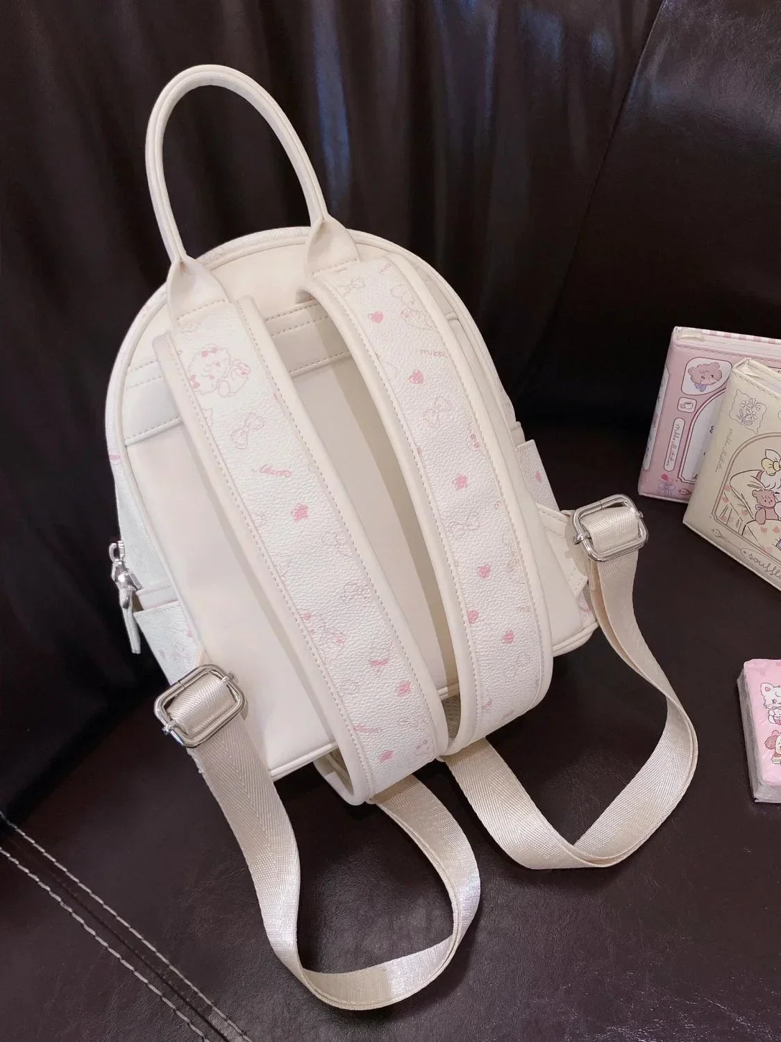Japanese and Korean PU printed backpack 2025 new small batch original casual minimalist ultra-light travel backpack school