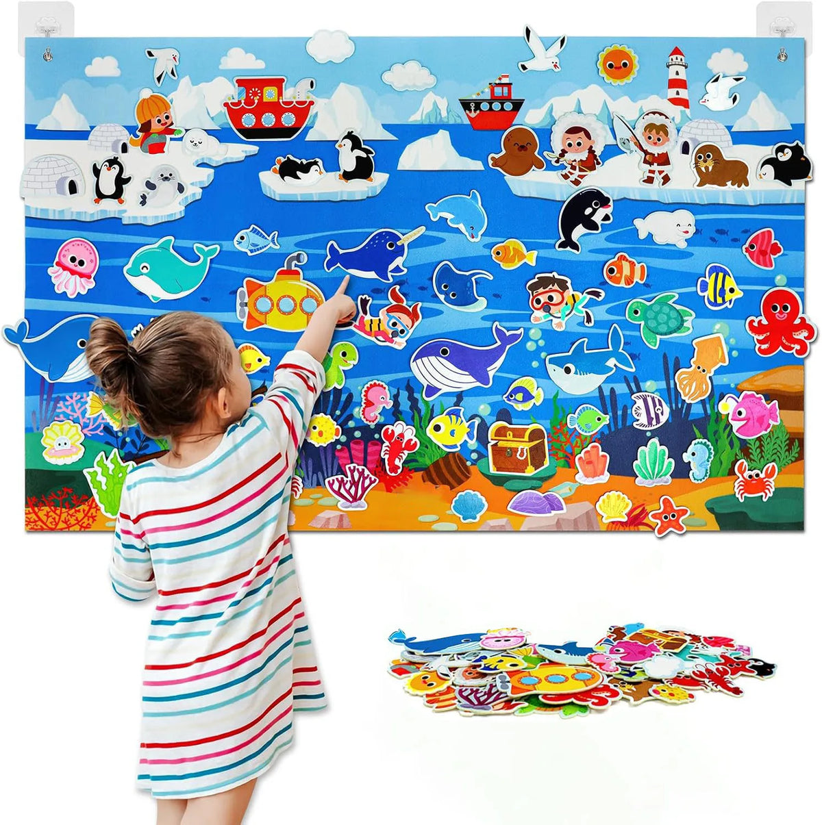 Ocean Felt Story Board Toys Farm Animals Early Learning Storytelling Flannel Board Classroom Educational Interactive Play Kit