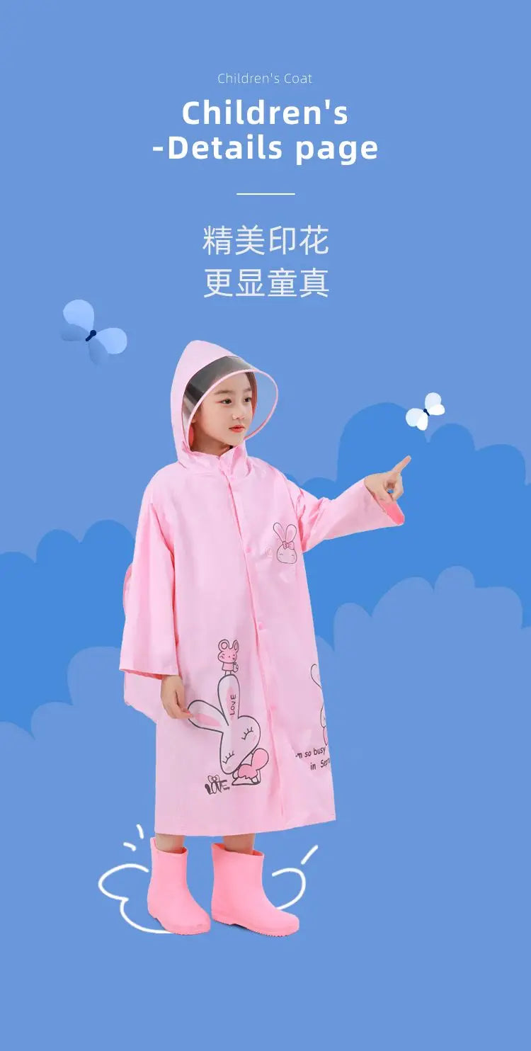 Sanrio Kuromi My melody Pochacco children's raincoat with school bag cute boys and girls kindergarten fashion student rain