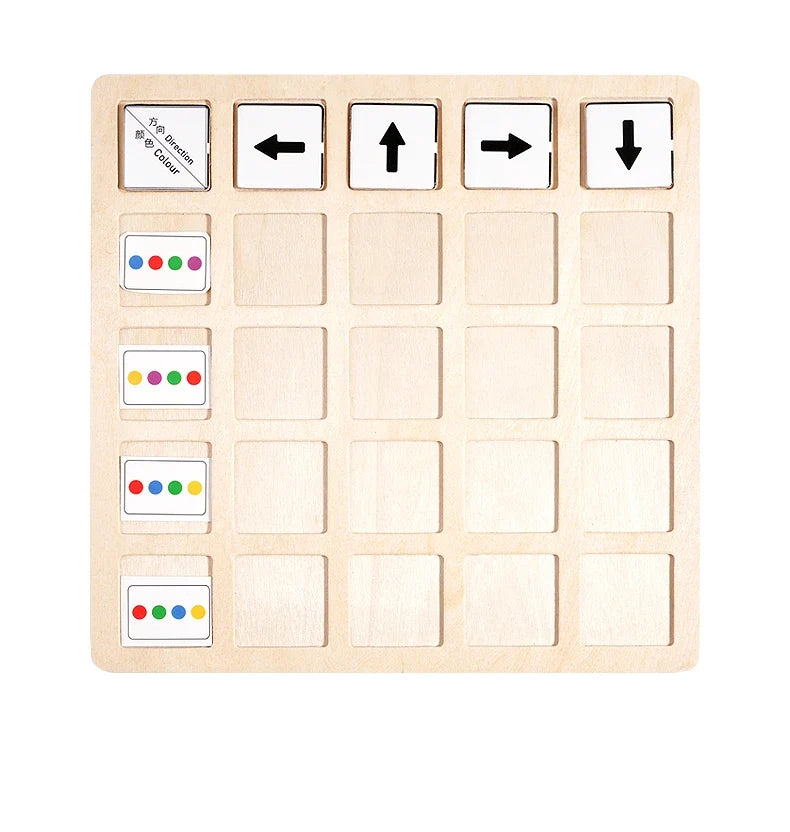 Children's Wooden Montessori Toys Kids Logical Thinking Training Direction Color Cognition Educational Battle Battle Board Game
