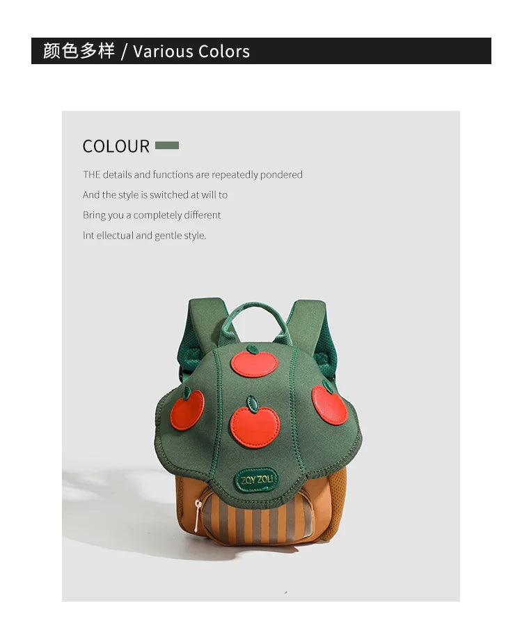 Mini cute bump color mushroom backpack kindergarten cute baby children double-shoulder cartoon schoolbag - Baby's World