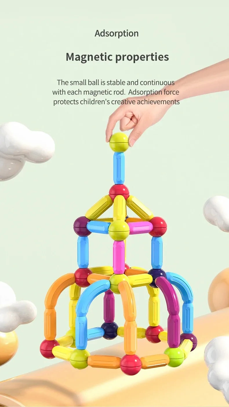 Montessori Educational Toy Magnetic Building Blocks Toy Magnetic Construction Set Magnet Ball Sticks Rod Games For Kids Baby