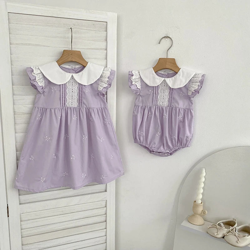 2026 New Summer Newborn 0-24M Infant Baby Girl Romper Baby Girl Clothing Flutter Sleeved Cotton Print Baby Girl Rompers