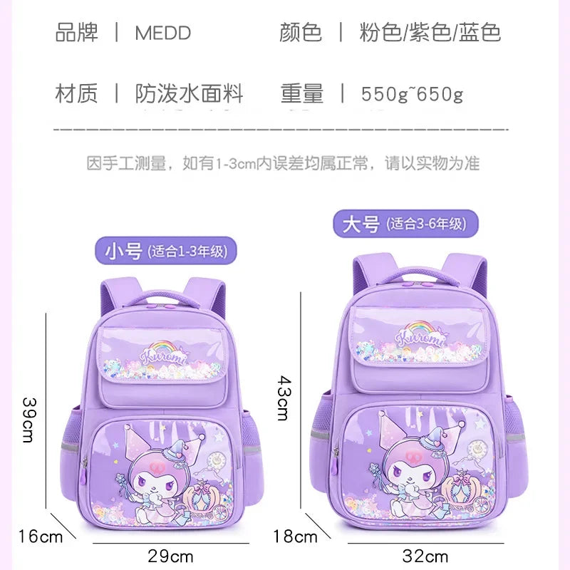 Pupil Schoolbag Backpack Lightweight Student Large Capacity Children's Cartoon Bags Cinnamoroll Sanrio Kuromi My Melody