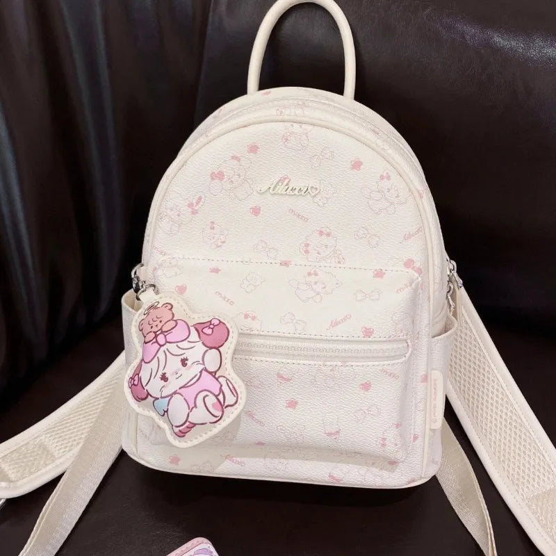 Japanese and Korean PU printed backpack 2025 new small batch original casual minimalist ultra-light travel backpack school