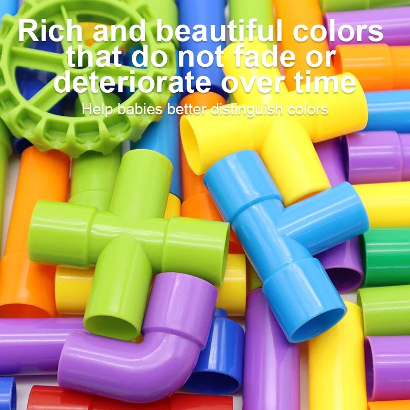 Pipeline building block assembly children's water pipe beneficial intelligence splicing brain toy