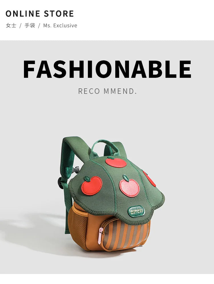 Mini cute bump color mushroom backpack kindergarten cute baby children double-shoulder cartoon schoolbag - Baby's World