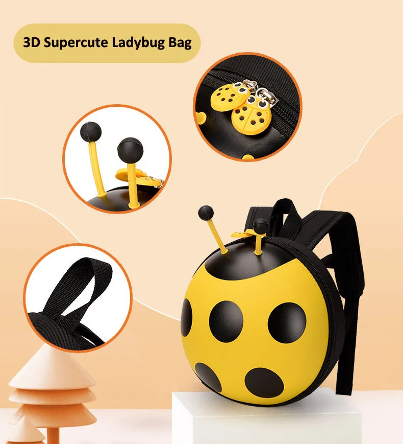 Ladybug Kindergarten Backpack with Leash Baby Backpack for 1 2 3 years Kids Backpack - Baby's World (view 5)