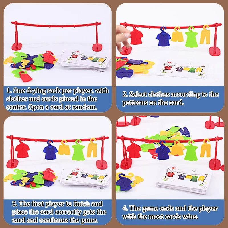 Montessori Color Matching Party Games Educational Toys Logical Thinking Training Clothes Drying Contest Board Game Children Toys