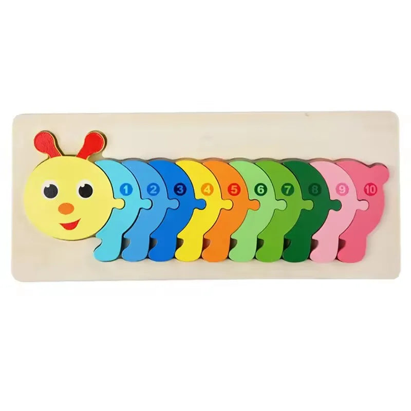 Baby Toys Wooden Puzzle Cute Animals Shape Matching 3D Puzzle Board Game Wooden Montessori Toys For Children Gifts
