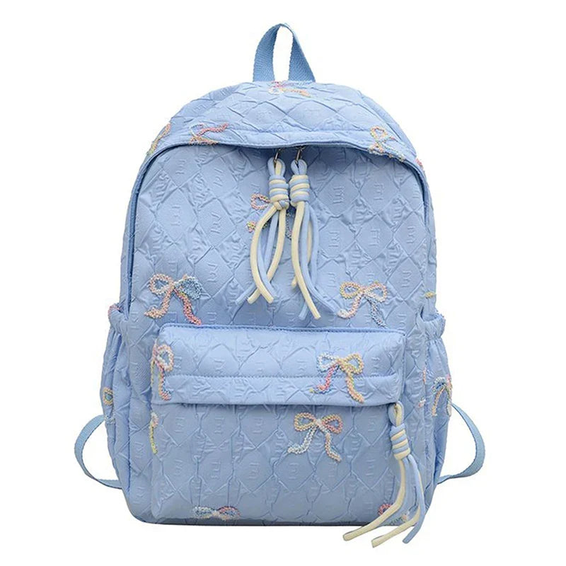 Versatile Junior High School Student Travel Laptop Backpack Cute Schoolbag Female Middle School Student Fashion Bowknot