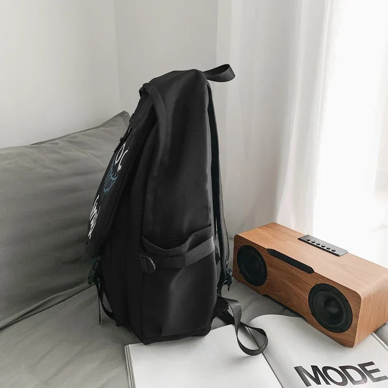 Fashion Cute Cartoon Pattern Waterproof Student School Bag, Casual Large Capacity Nylon Zipper Backpack Woman and Man