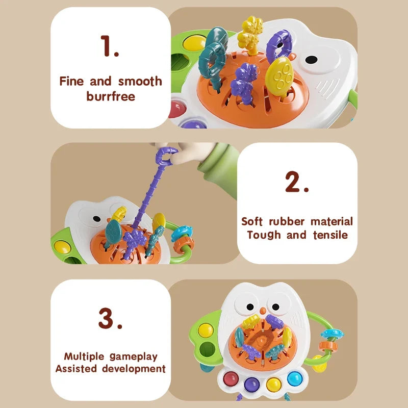 Montessori Sensory Development Baby Toys owl Pull String Finger Grasp Training Early Learning Education Toys For 10 Months+ Baby