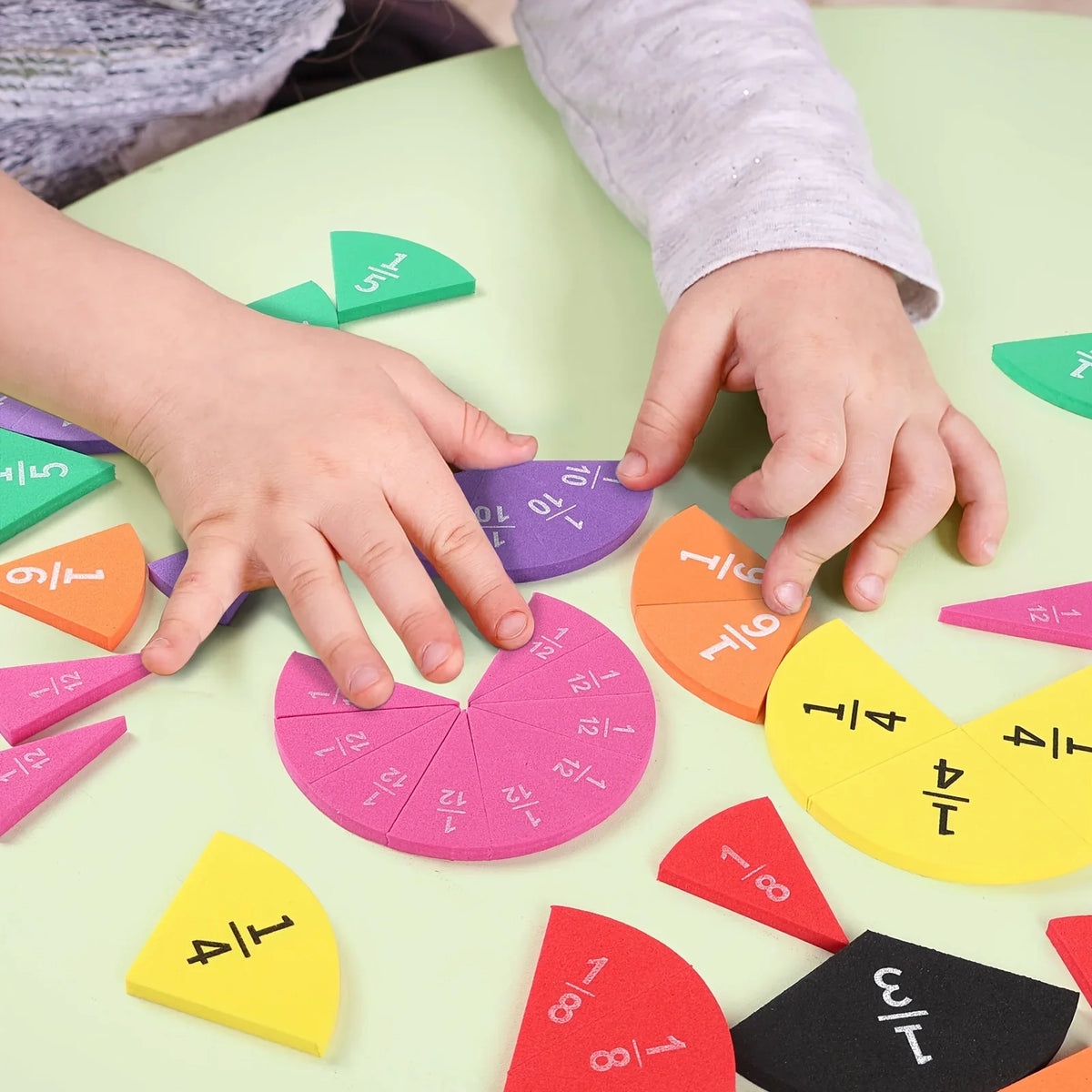 Interactive Fraction Math Manipulatives - 9PCS EVA Score Addition and Subtraction Calculation Demo for Students STEM Education