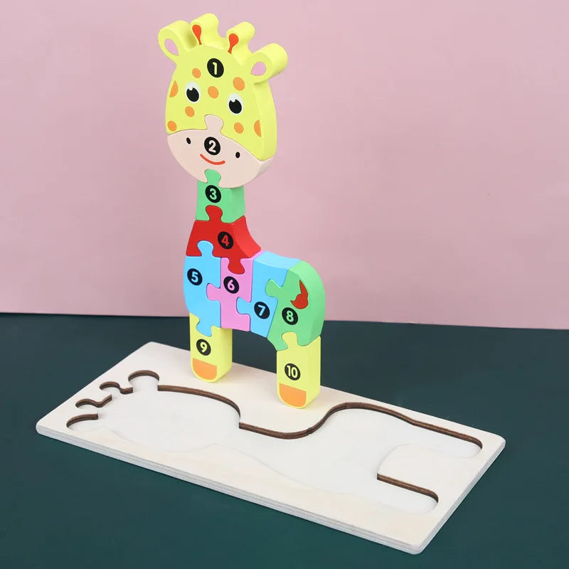 Wooden Baby 3d Puzzles For Kids Child Montessori Toys Dinosaur Animal Wooden Puzzle Game Educational Toys For Children P407