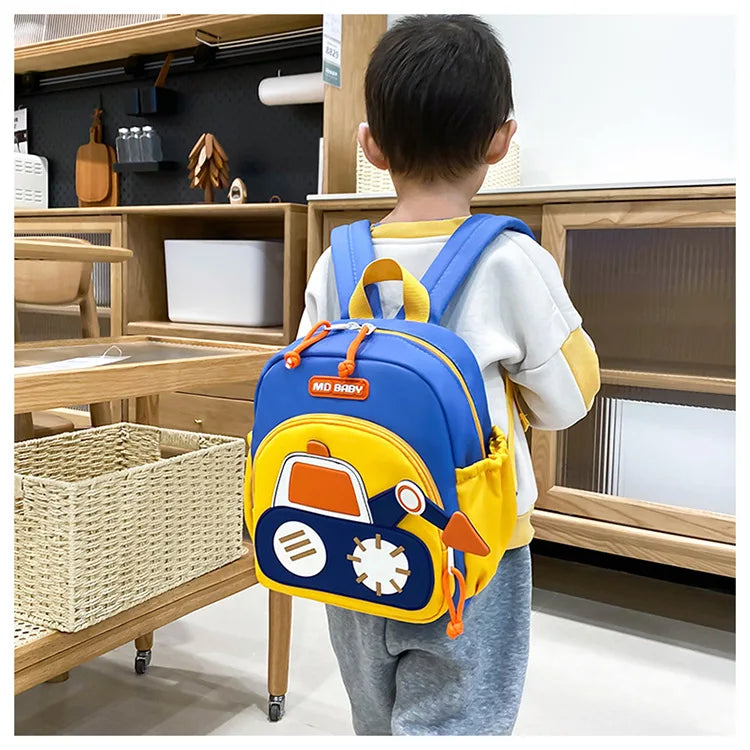 Kids Backpack for Boys Girls Toddler School Kinder garten Cute Construction Truck Car Design Trendy Casual Backpack - Baby's
