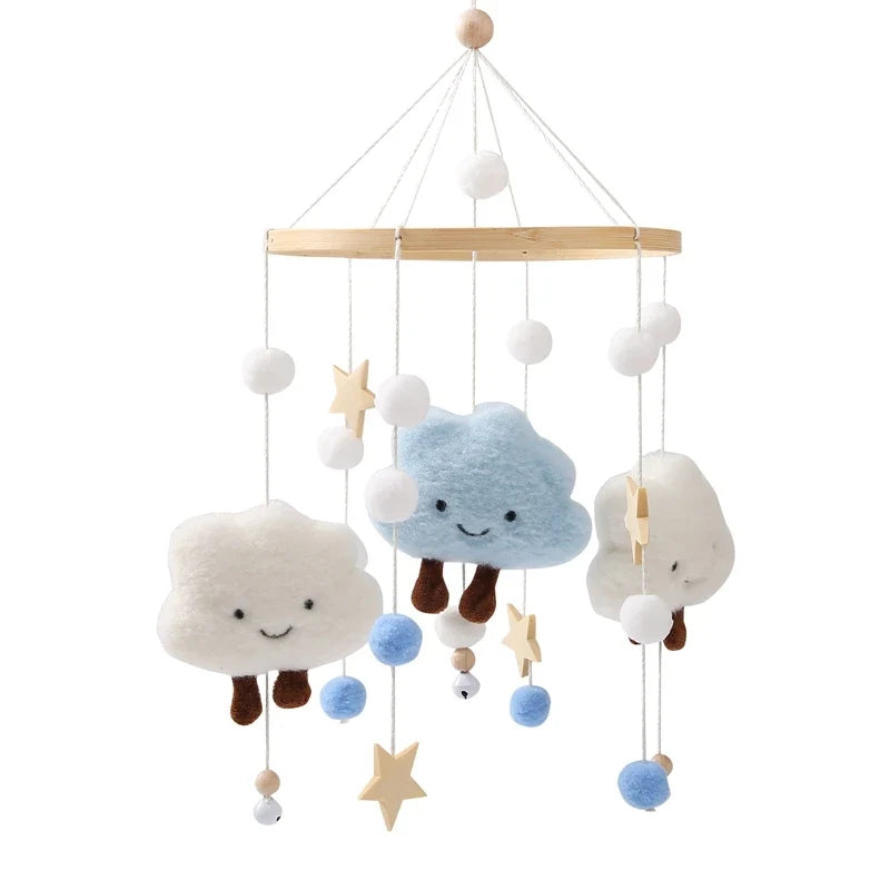 Baby Wooden Bed Bell Cartoon Rabbit Mobile Hanging Rattles Toy Hanger Crib Mobile Bed Bell Wood Toy Holder Arm Bracket Kid Gifts