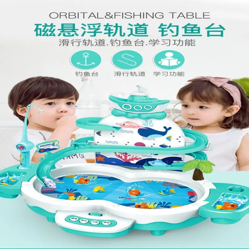 Children's electric fishing toy multi-functional track magnetic levitation music baby education early parent-child interaction