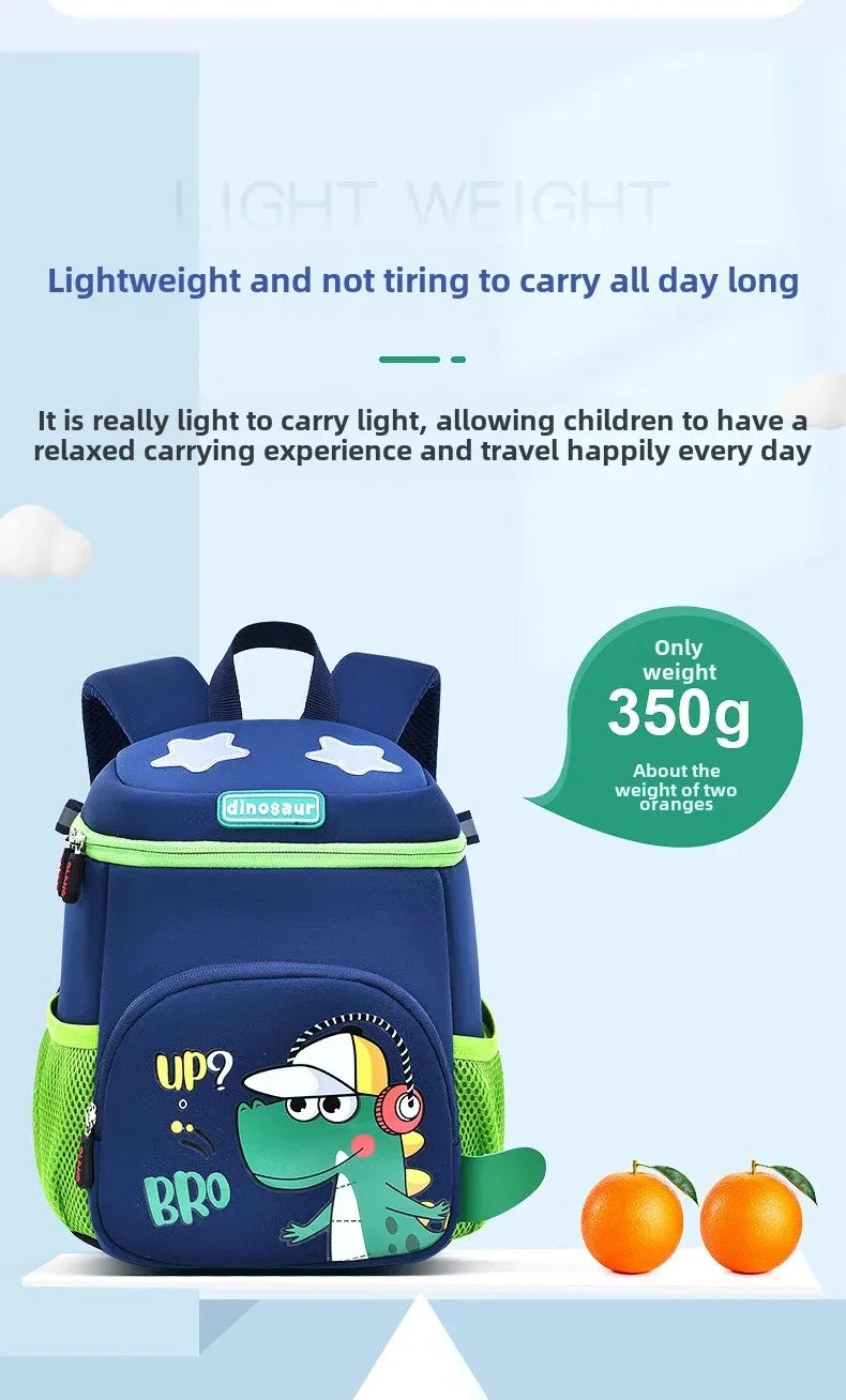 New Cartoon Dinosaur Kindergarten Backpack Spine Protection Lightweight School Bag for Primary School Children - Baby's
