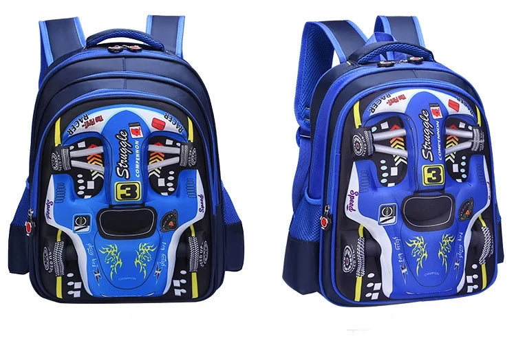 Waterproof Lightweight 3D Car Backpack Kindergarten Kid Preschool Backpack Young Children Boy Girl SchoolBag Primary Red