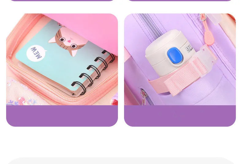 Cute Student Backpack 3pcs/set Primary Schoolbag Rabbits and quicksand Kawaii Student Backpack Teenage Girls Handbag