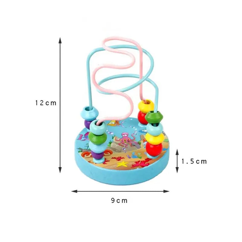 Baby Montessori Educational Math Toy Kids Circles Bead Wire Maze Roller Coaster for Children Montessori Wooden Toys Wood Puzzles