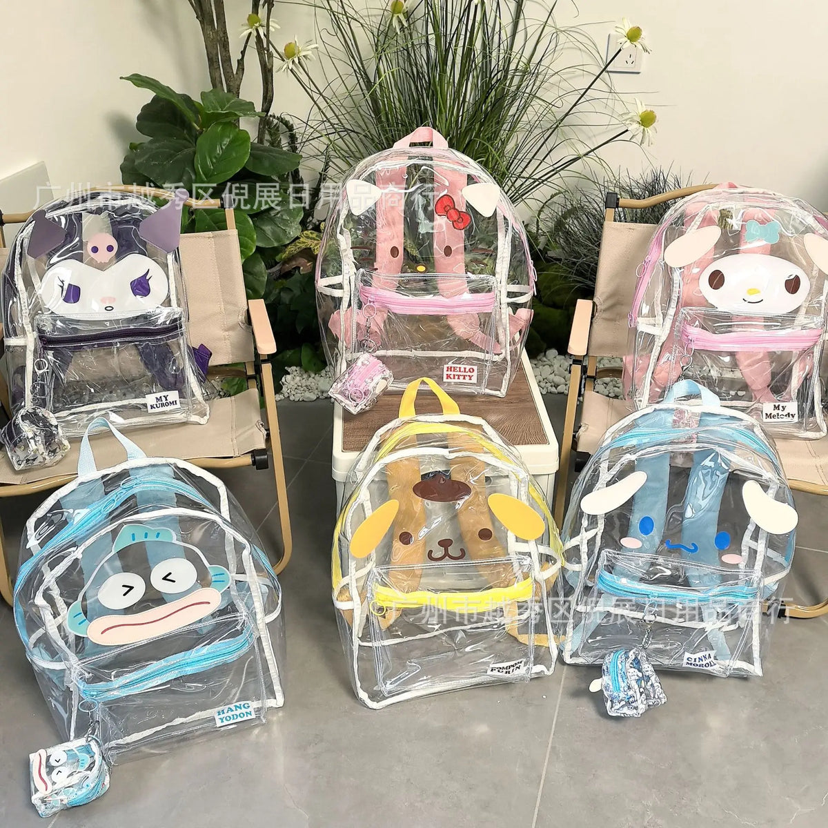 Sanrio Hello Kitty Y2K Waterproof Transparent Backpack Cute Cinnamoroll Cartoon Pvc Large Capacity Storage Bag Student