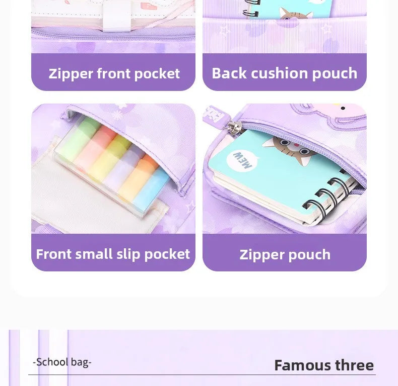 Melody Kuromi Sanrios Backpack Student Bag Girl Cartoon Kawaii Anime Breathable Super Light Large Capacity Child School Bag