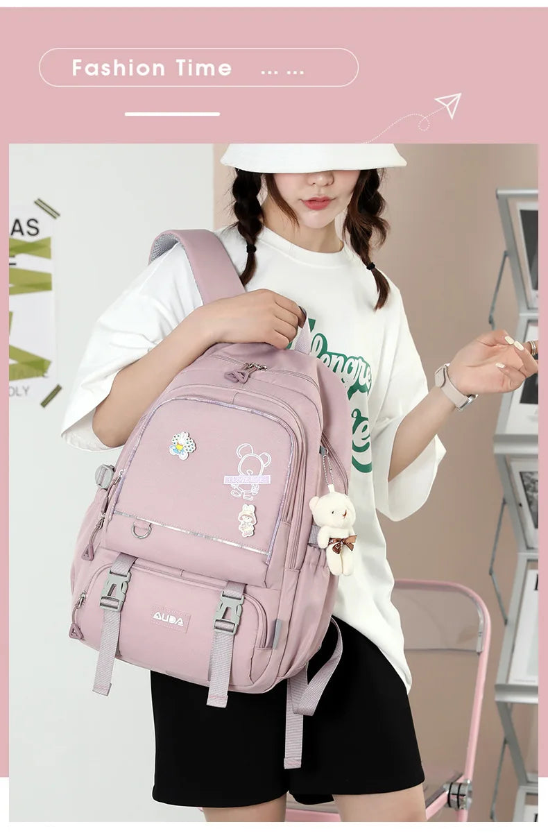 Children School Bags For Girls Large Schoolbag Kawaii Primary School Backpack Kids Book Bag Waterproof Laptop Travel