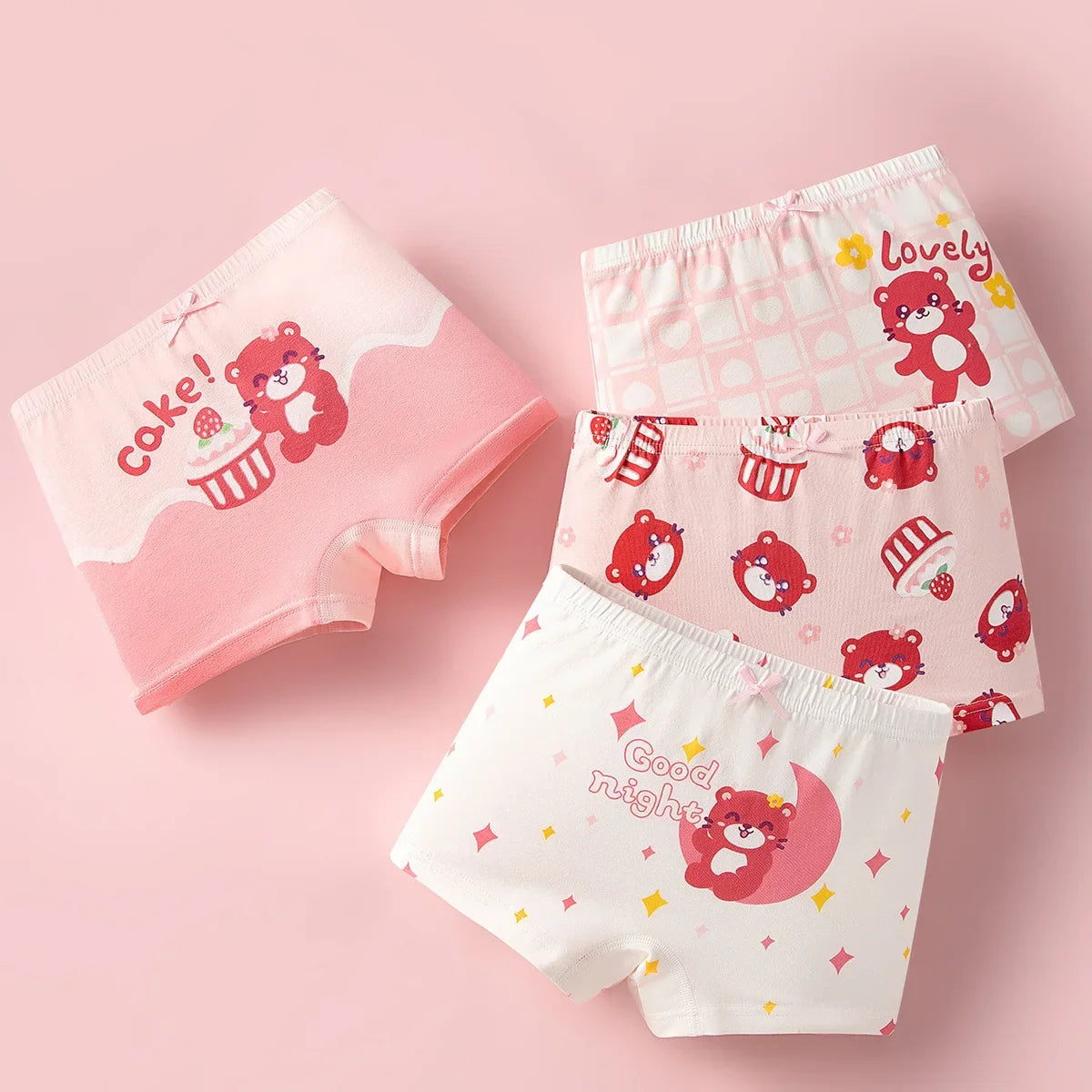 4pcs Cotton Girls Soft Panties Baby Lovely Character Pattern Cartoon Panty Students Boxer Briefs Kids Underwears Children Boxers