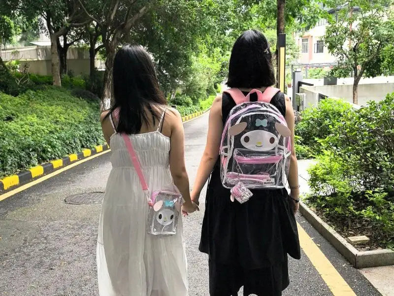 Sanrio Hello Kitty Y2K Waterproof Transparent Backpack Cute Cinnamoroll Cartoon Pvc Large Capacity Storage Bag Student