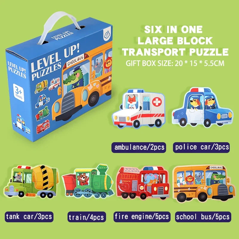 Wooden Jigsaw Puzzle Kids Toy Cartoon Animal Jigsaw Puzzles Game Early Educational Toys Gift Set for Children