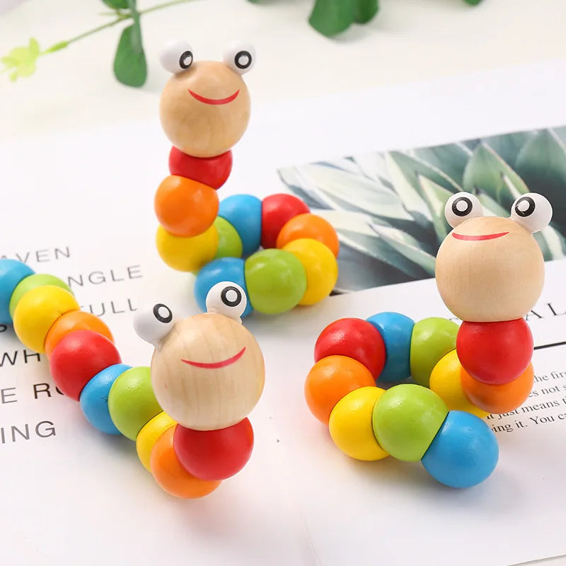 Children Wooden Toys Shape Matching Kids Montessori Early Education Toy Clock Rainbow Tower Caterpillar Around Beads Gifts TMZ