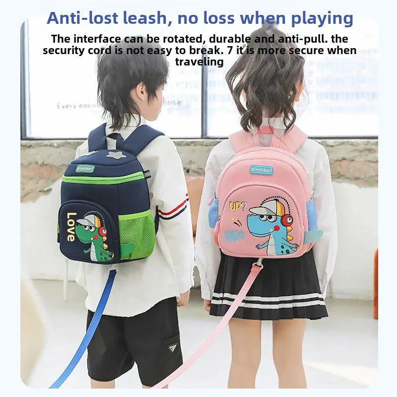 New Cartoon Dinosaur Kindergarten Backpack Spine Protection Lightweight School Bag for Primary School Children - Baby's