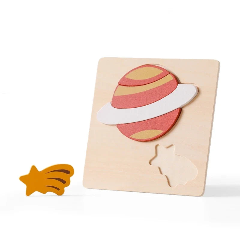 Wooden Puzzle Montessori Toys Baby Cartoon Ocean Animal Colorful Learning Education Block Toys Tangram Jigzaw Cognitive Kid Gift