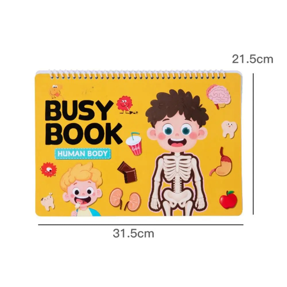Interactive Learning Body Structure Busy Book Tear Pull Early Education Quiet Book Adhesive Book Cognitive Development
