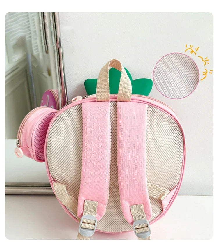 Cartoon Children Backpack 3D Strawberry Cute Toddler School Bags Fashionable New Outdoor Kids Eggshell Bag Accessories