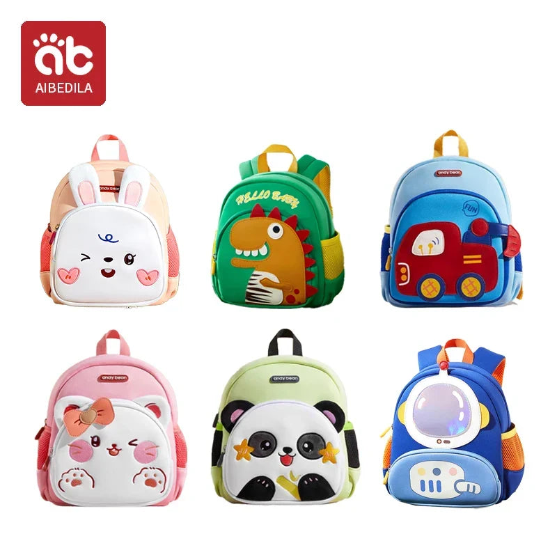 AIBEDILA Children Cute Cartoon 3D Dinosaur School Bags Anti-lost Boys Backpacks Girls Toddler Rucksack Kindergarten