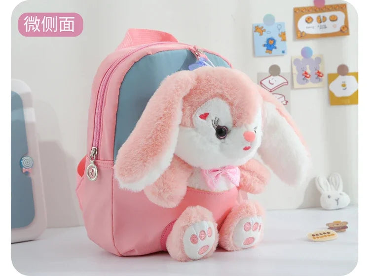 Cartoon Kindergarten Backpack New Children's School Bag Cute Plush Rabbit Doll Backpack - Baby's World (view 7)