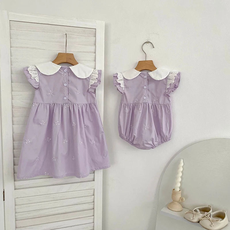 2026 New Summer Newborn 0-24M Infant Baby Girl Romper Baby Girl Clothing Flutter Sleeved Cotton Print Baby Girl Rompers