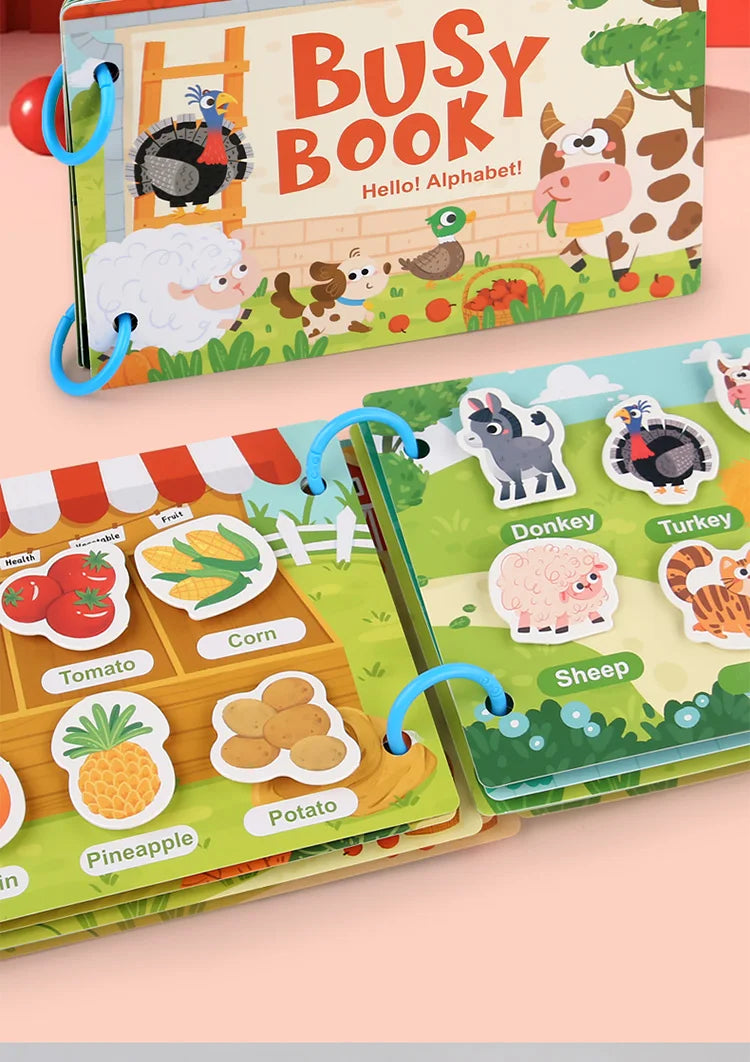Early Education Puzzle Enlightenment Busy Book, Multiple Themes of Cognitive Tear-Off Toy Book, Early Development of Concentration and Hand-Eye Coordination