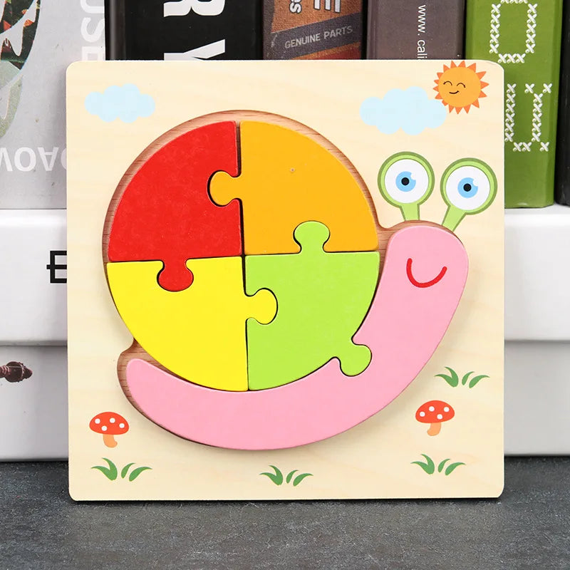 Baby High Quality 3D Wooden Puzzles Educational Cartoon Animals Early Learning Intelligence Puzzle Game Toys for Children