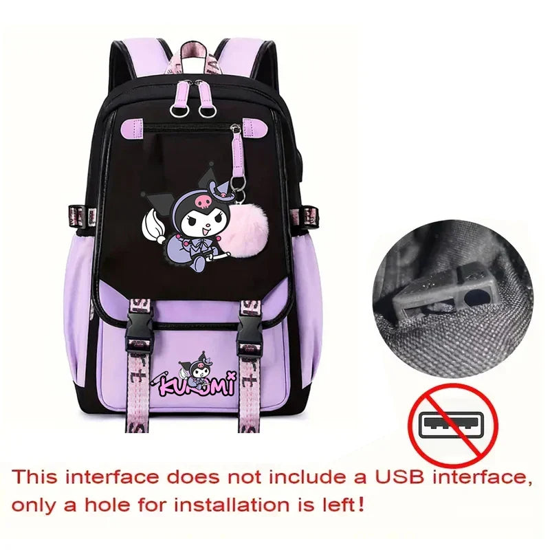 Kuromi Print Backpack, Student Daypack For Girl, Lightweight And Comfortable, Large Capacity Knapsack, Versatile Travel