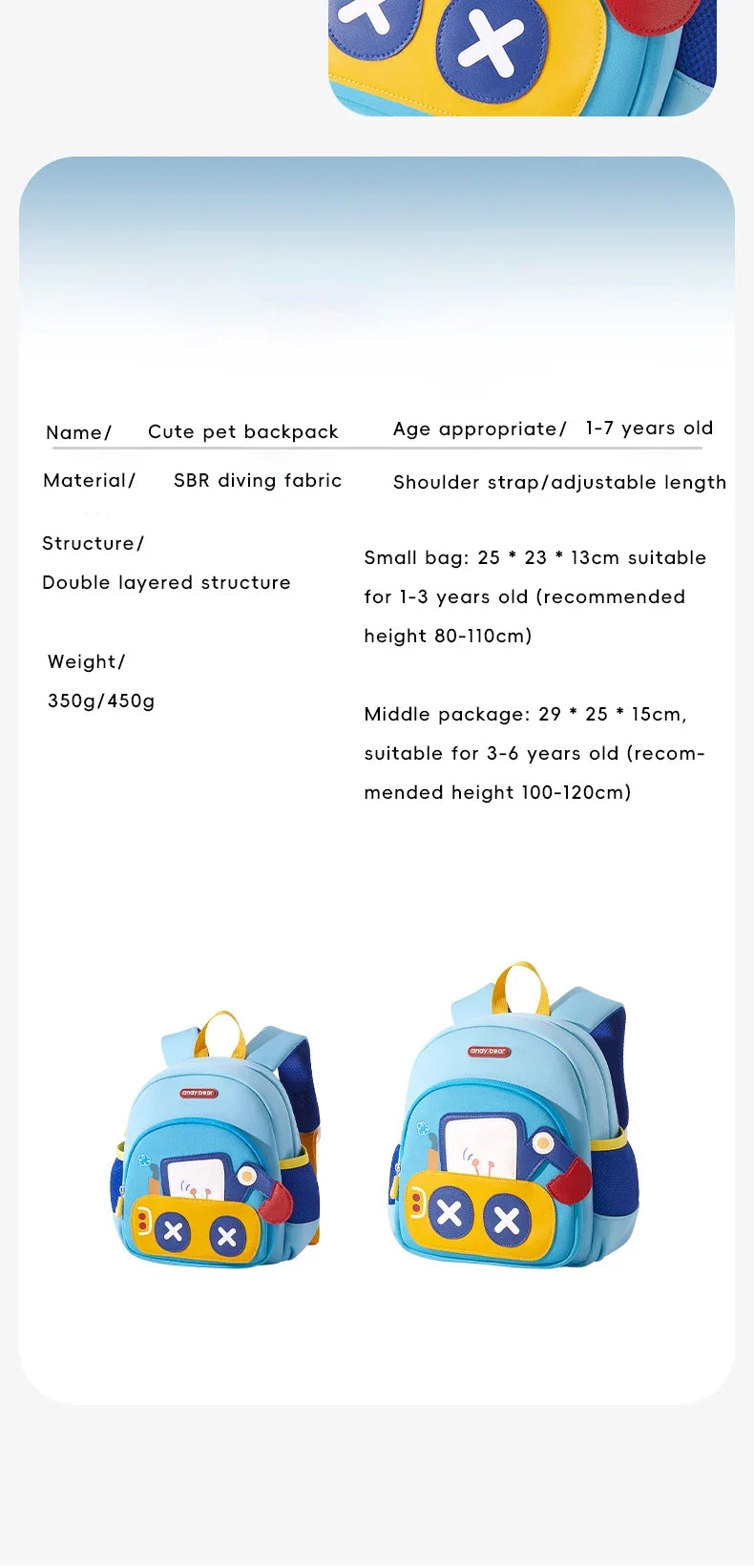 AIBEDILA Children Cute Cartoon 3D Dinosaur School Bags Anti-lost Boys Backpacks Girls Toddler Rucksack Kindergarten