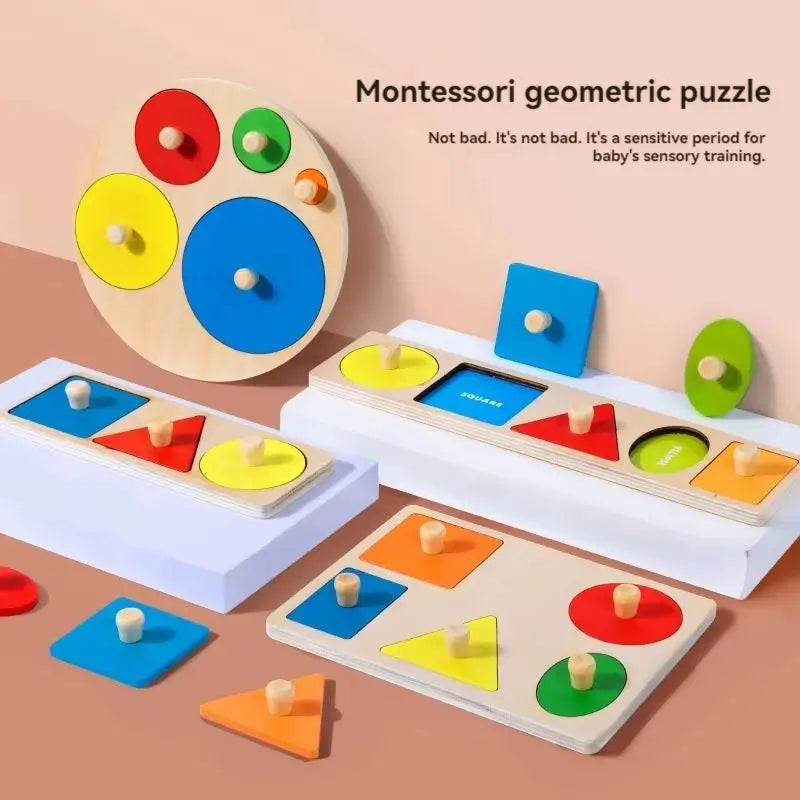 Wooden Puzzle Montessori Toy for Baby 2 6Y Kid Geometric Shape Color Sorter Puzzle Matching Game Children Early Educational Toys