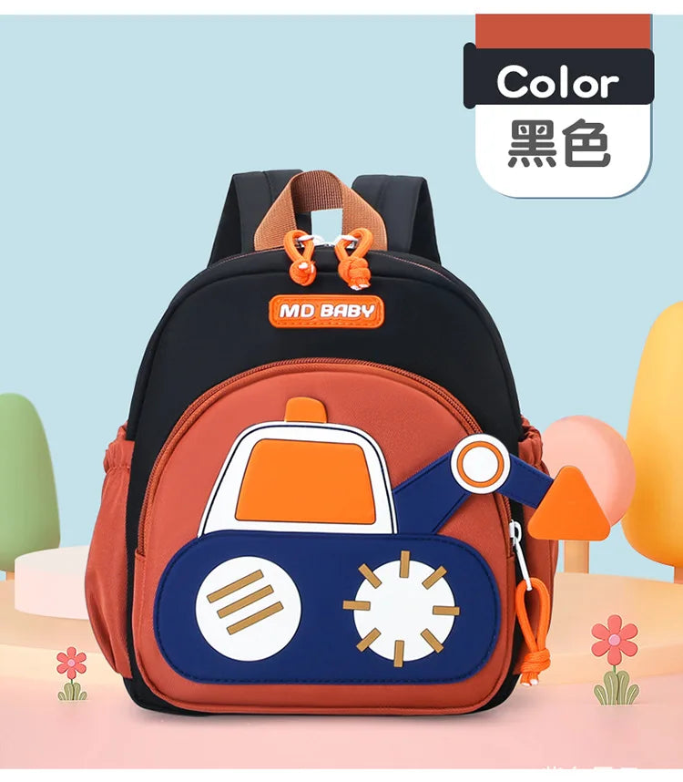 Kids Backpack for Boys Girls Toddler School Kinder garten Cute Construction Truck Car Design Trendy Casual Backpack - Baby's