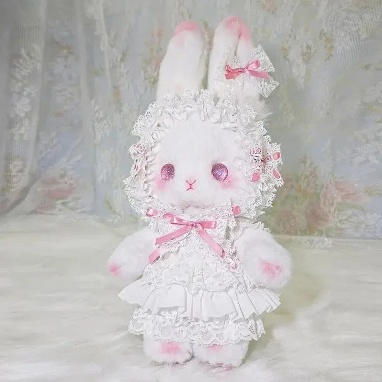 Kawaii Lolita Rabbit Shoulder Bag Cute Plush Crossbody Bag Y2K Girl Accessories Dolls Toys Pearl Chain Strap Makeup Bag