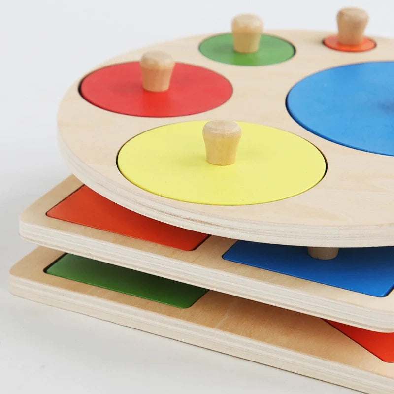 Montessori Wooden Shape Puzzle for Babies – Color & Geometry Learning Board